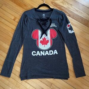 Walt Disney Epcot World Showcase Canada Jersey Shirt Tee Flag Mickey Hockey